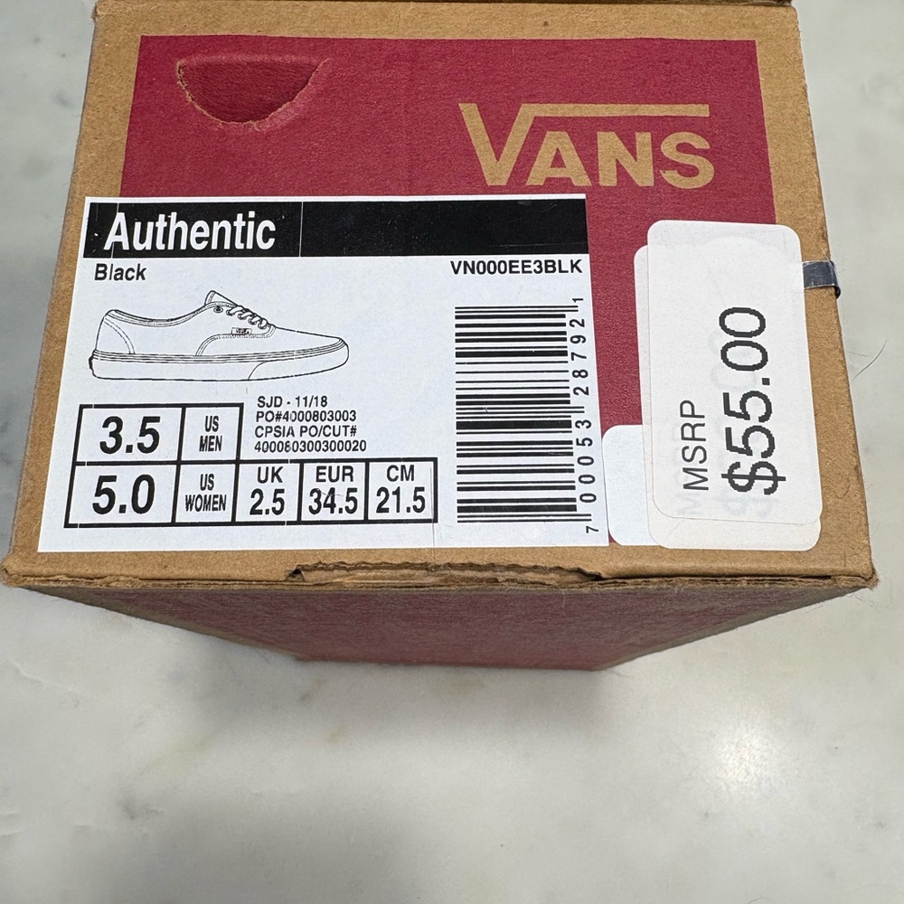 Vans Authentic Black Canvas Shoes